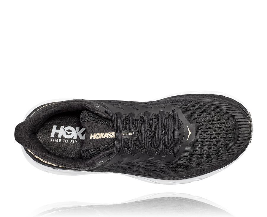 Hoka One One Koşu Ayakkabısı Kadın Siyah/Beyaz - Clifton 7 - KI6912543